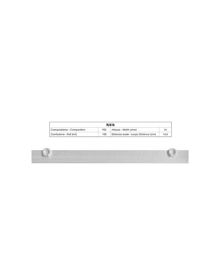 NASTRO 17 MM CON ANELLI PLASTICA MM 6 X 10