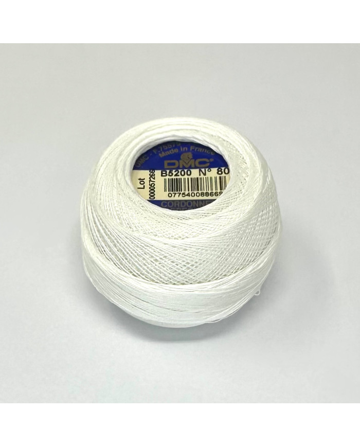 CORDONETTO DMC N. 80 - (1 GOM X 20 G.) BIANCO 5200