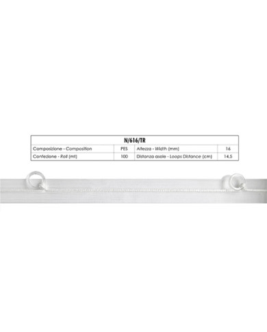 NASTRO 17 MM CON ANELLI PLASTICA MM 6 X 10 TRASPAR