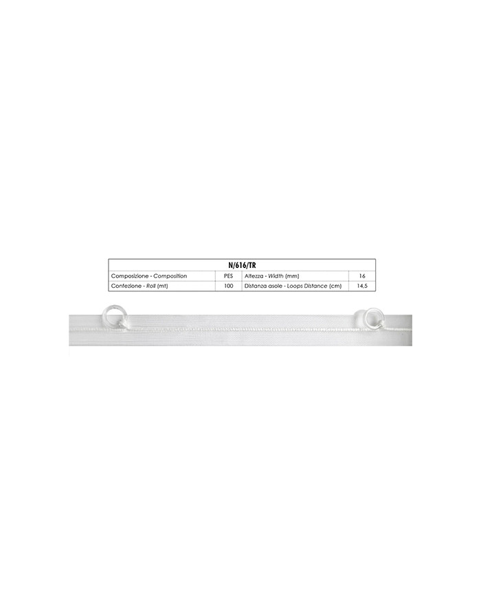 NASTRO 17 MM CON ANELLI PLASTICA MM 6 X 10 TRASPAR