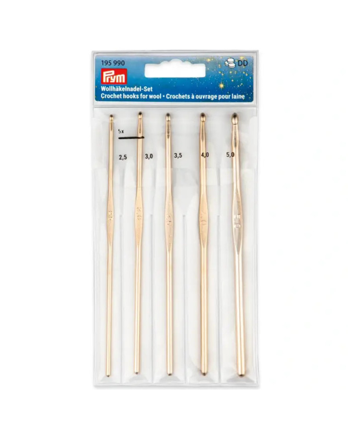 UNCINETTI PER LANA SET ALLUMINIO ORO 2,5 - 5,00 MM