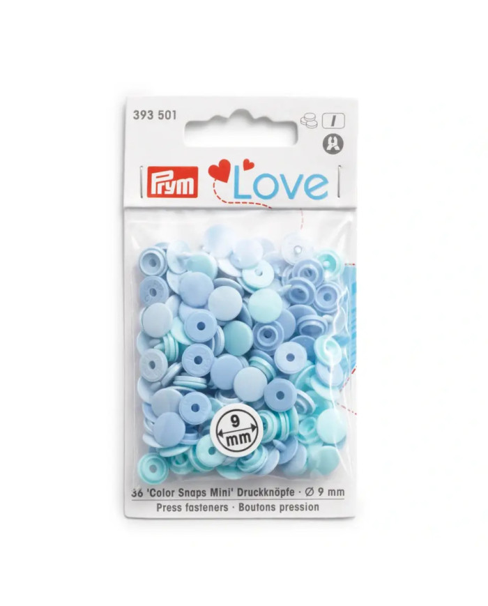 BOTTONI A PRESSIONE PRYM MINI 9 MM (36 PZ) BLU CH.