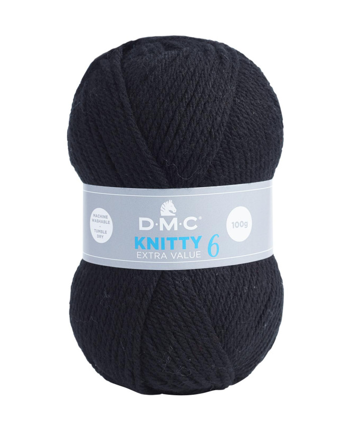 FILATO DMC KNITTY 6 100 GR. COL 965 NERO