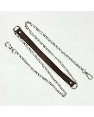 MANICO TRACOLLA MA144 CM 60 SILVER MARRONE