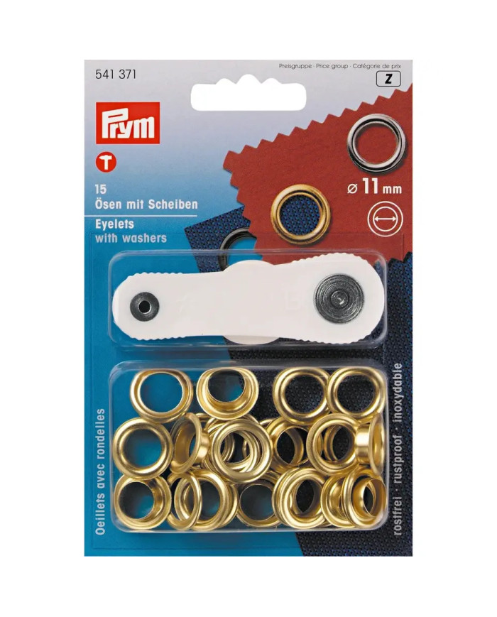 OCCHIELLI E RONDELLE OTTONE 11 MM ORO (15 PZ)