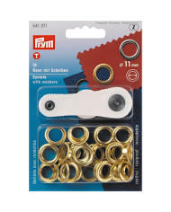 OCCHIELLI E RONDELLE OTTONE 11 MM ORO (15 PZ)