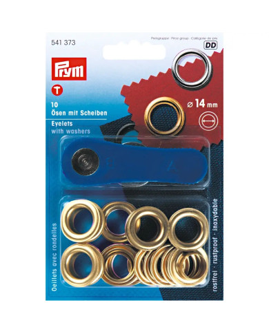 OCCHIELLI E RONDELLE OTTONE 14 MM ORO (10 PZ)