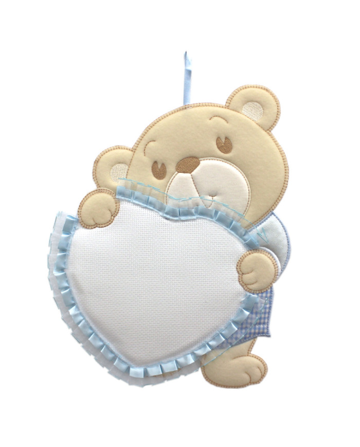 FIOCCO NASCITA BM ORSO CUORE CM 29 X 33 07 AZZURRO