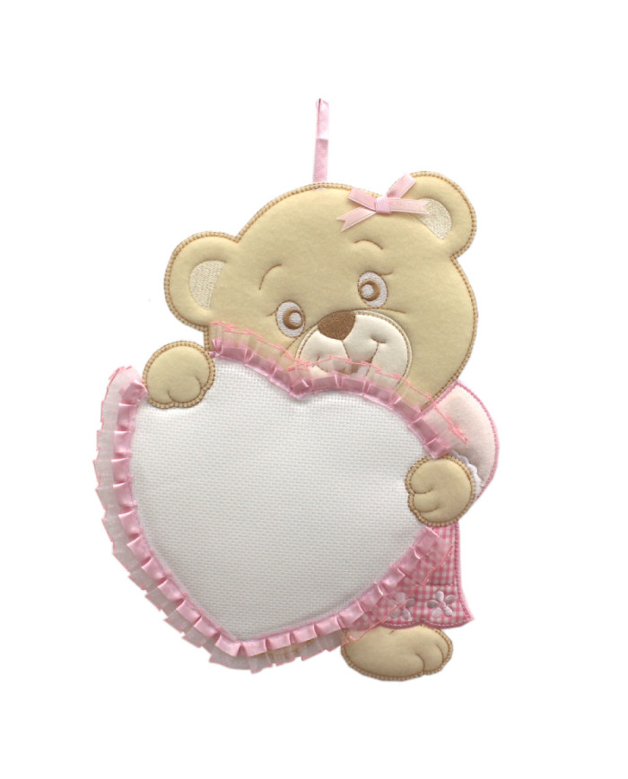 FIOCCO NASCITA BM ORSO CUORE CM 29 X 33 05 ROSA
