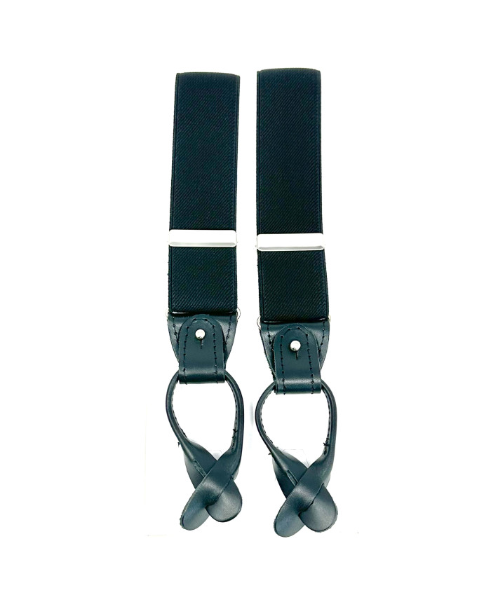 BRETELLE UNITO MM 36 AGGANCI CUOIO NERO