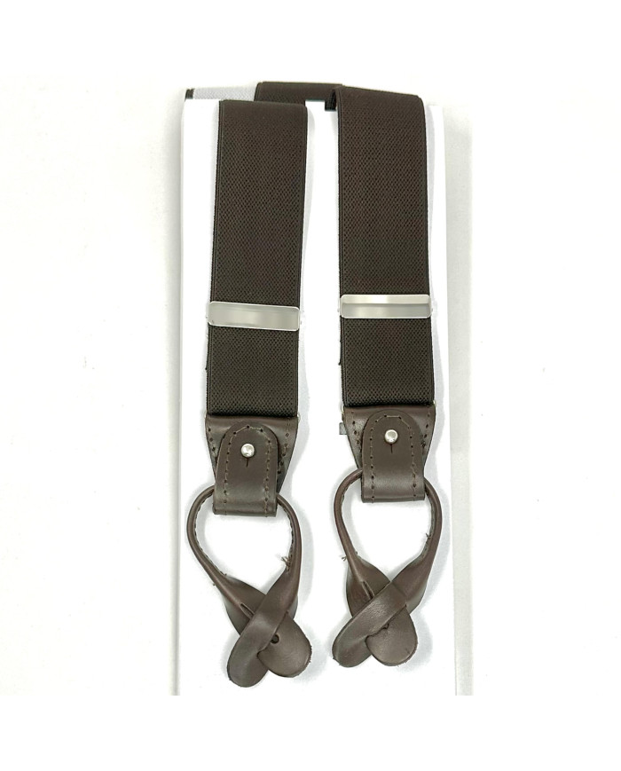 BRETELLE UNITO MM 36 AGGANCI CUOIO MARRONE