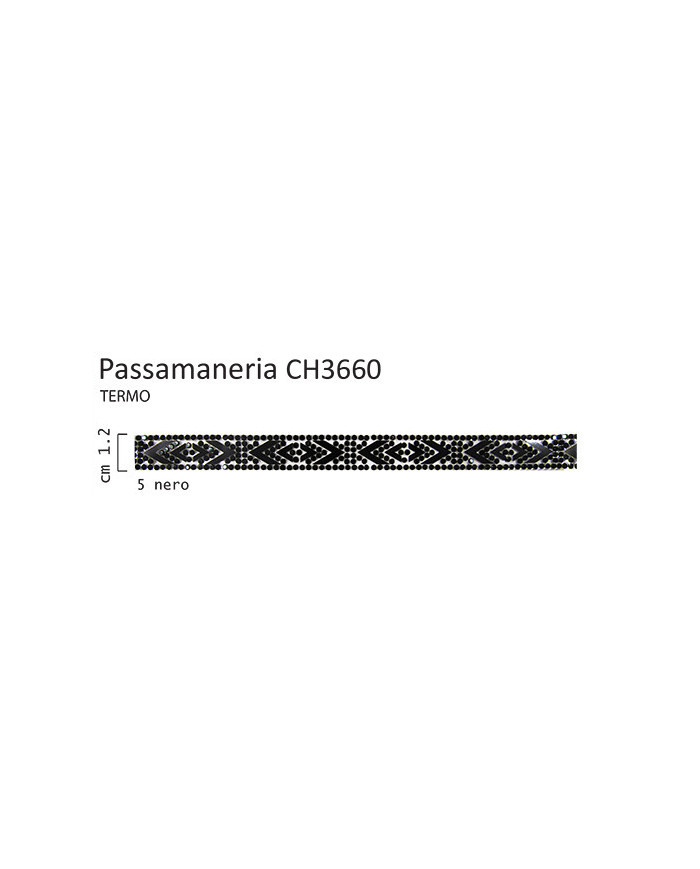 PASSAMANERIA STRASS TERMOADESIVA COL NERO