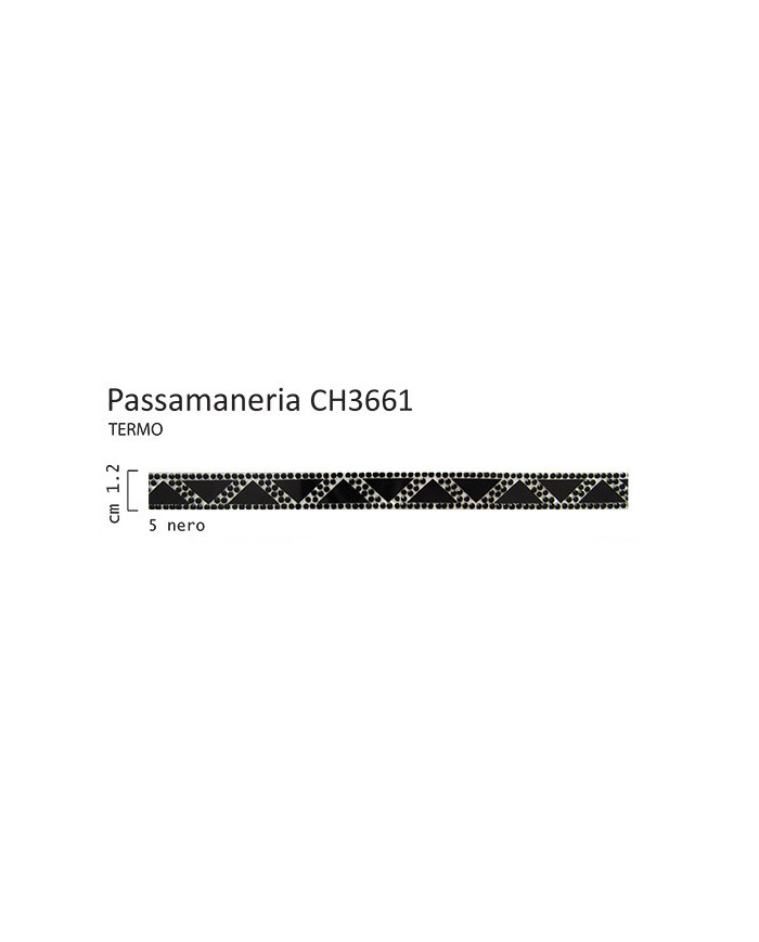 PASSAMANERIA STRASS TERMOADESIVA COL NERO