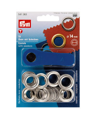 OCCHIELLI E RONDELLE OTTONE 14 MM ARGENTO (10 PZ)