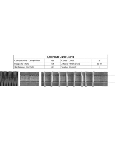 NASTRO ARRICCIATENDE N201/40/TR 40 MM TRASP.(50MT)