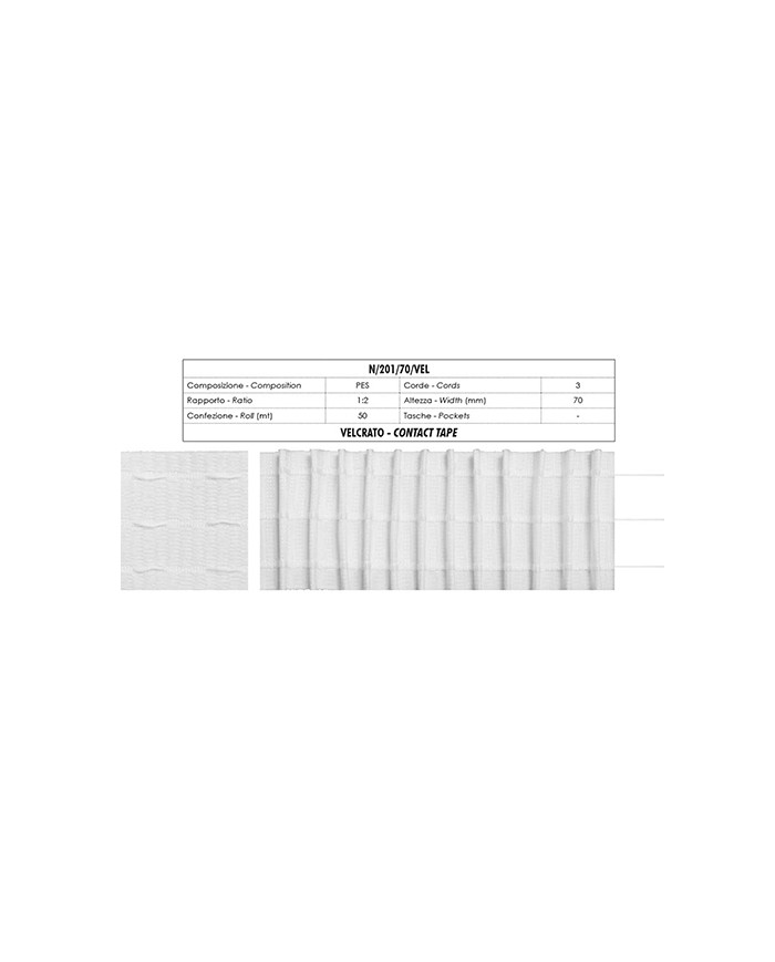 NASTRO ARRICCIATENDE N201/70 - 70 MM VELCRATO