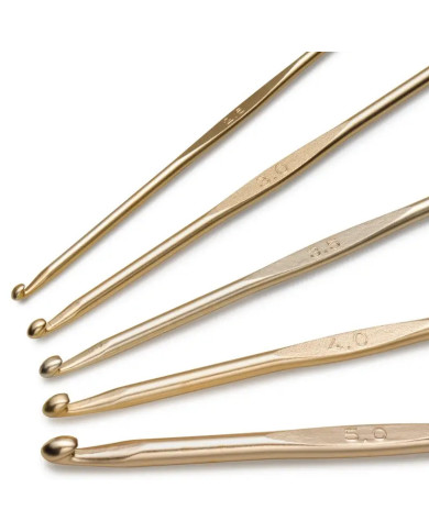 UNCINETTI PER LANA SET ALLUMINIO ORO 2,5 - 5,00 MM