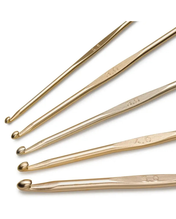 UNCINETTI PER LANA SET ALLUMINIO ORO 2,5 - 5,00 MM