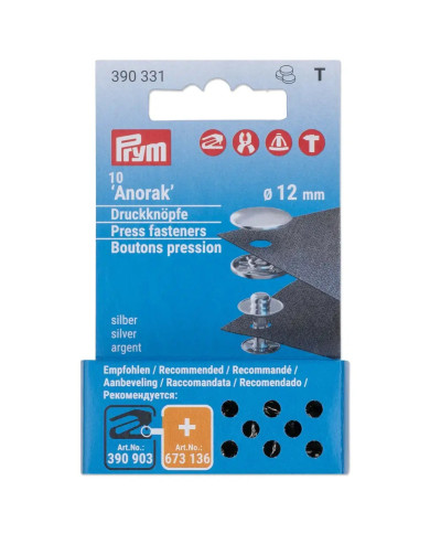 BOTTONI A PRESSIONE ANORAK 12 MM ARGENTO (10 PZ)