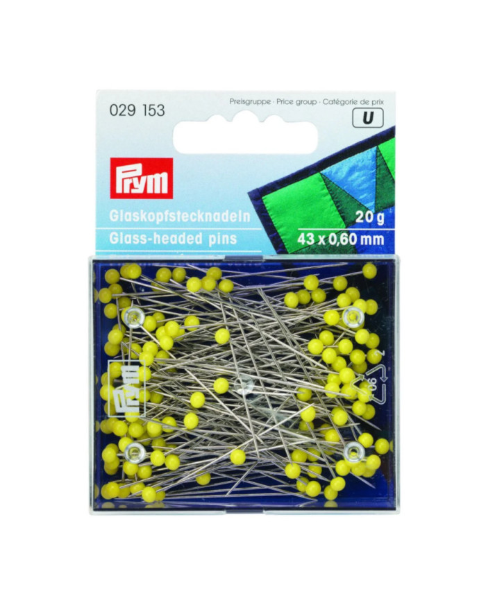 SPILLI CON TESTA DI VETRO 0,60 X 43 MM GIALLO 20G