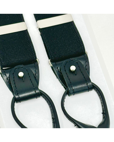 BRETELLE UNITO MM 36 AGGANCI CUOIO NERO