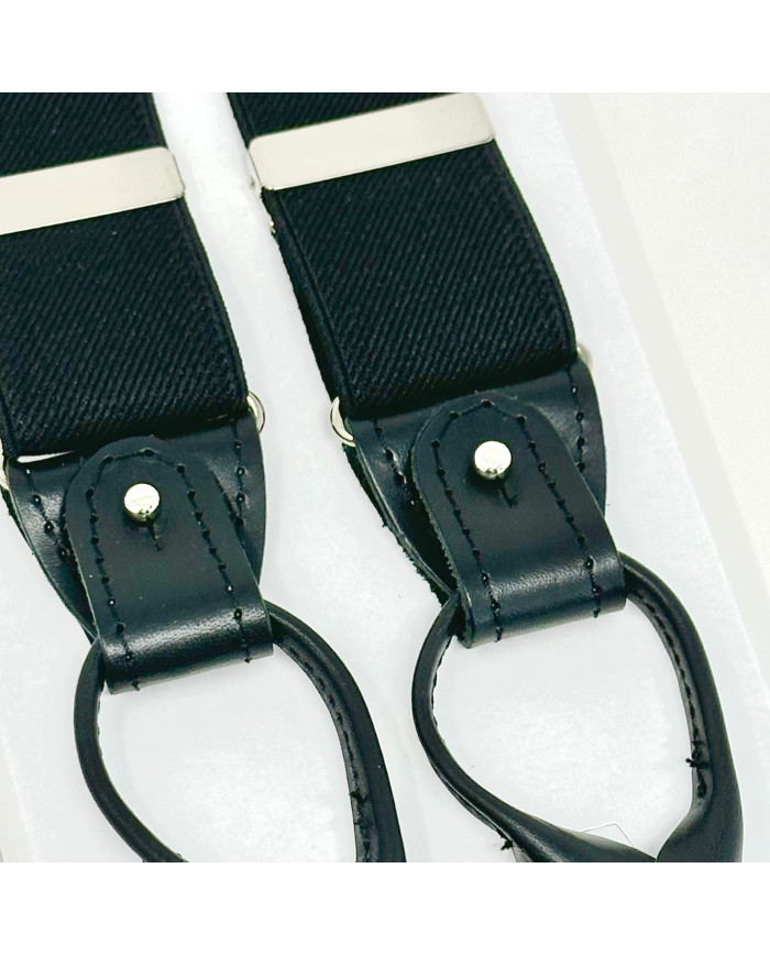 BRETELLE UNITO MM 36 AGGANCI CUOIO NERO