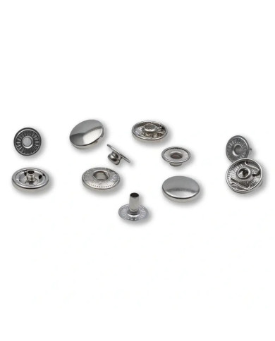 BOTTONI A PRESSIONE ANORAK 12 MM ARGENTO (10 PZ)