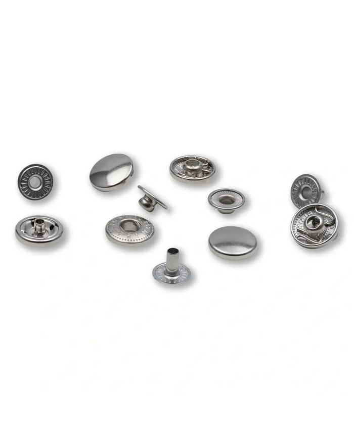 BOTTONI A PRESSIONE ANORAK 12 MM ARGENTO (10 PZ)