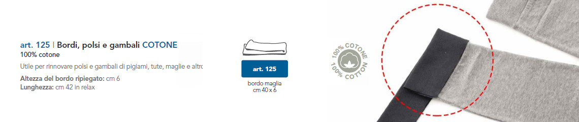 Bordi per polsi e gambaili cotone Marbet art 125
